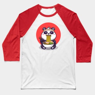 Cute Panda Eating Ramen Noodle Baseball T-Shirt